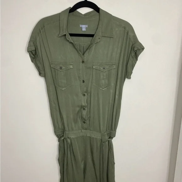 Aerie Olive Green Short Sleeve Utility Romper Small - Picture 2 of 5